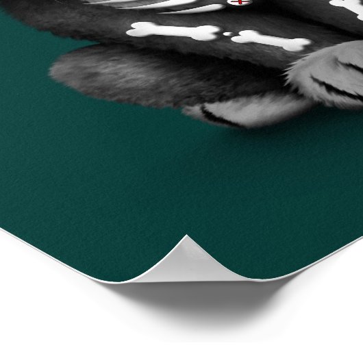 かわいい赤い日の死んだ子犬のティール(緑がかった色) ポスター (角)