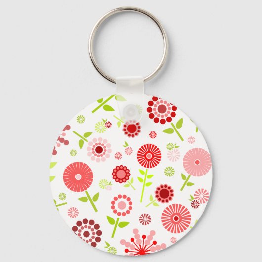 かわいい赤い春の花 キーホルダー (正面)