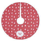 かわいい赤い松の木柄パーソナライズされた ブラッシュドポリエステルツリースカート (正面)