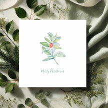 かわいい赤い果実とホリーの水色のクリスマス