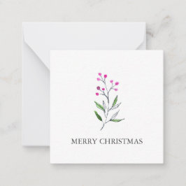 かわいい赤い果実とホリーの水色のクリスマス ノートカード