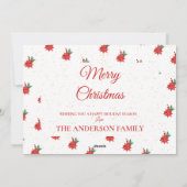 かわいい赤い果実のギフトキャンディケーンメリークリスマス シーズンカード (裏面)