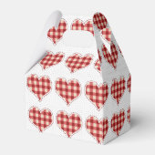 かわいい赤い格子模様のハートとドット模様 フェイバーボックス (裏面サイド)