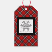 かわいい赤い格子模様クリスマスフォトギフトラベル ギフトタグ (正面)