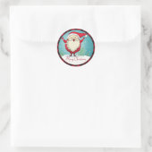 かわいい赤い格子模様メリークリスマスサンタクロースの休日 ラウンドシール (バッグ)