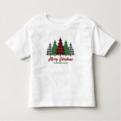 かわいい赤い格子模様メリークリスマスツリーカスタムズ トドラーTシャツ (正面)