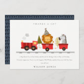 かわいい赤い森の動物列車 誕生日どんな年齢にも サンキューカード (正面/裏面)