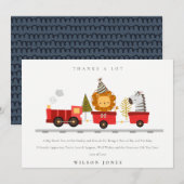 かわいい赤い森の動物列車 誕生日 すべての年齢 サンキューカード (正面/裏面)