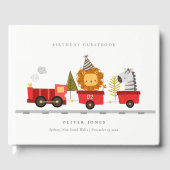 かわいい赤い森林動物はどんな年齢の誕生日を訓練 ゲストブック (正面)