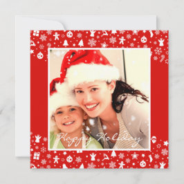 かわいい赤い楽しいクリスマス2枚の写真ハッピークリスマス シーズンカード