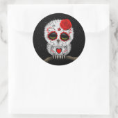 かわいい赤い死んだ砂糖の日スカルフクロウ星 ラウンドシール (バッグ)