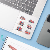 かわいい赤い水の色の消防車のエンジンパック シール (ノートパソコンとiPhone)