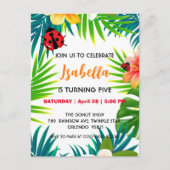 かわいい赤い水玉模様のてんとう虫の夏のジャングル誕生日 ポストカード (正面)