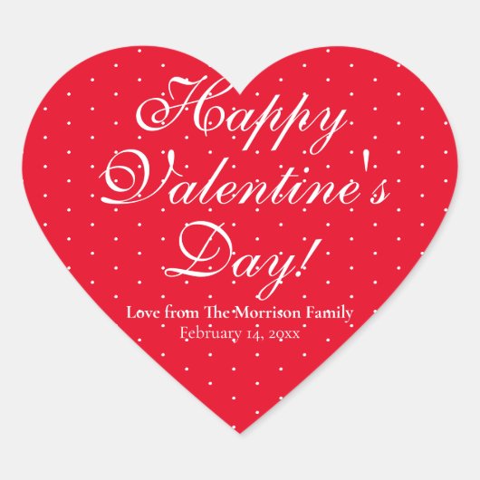 かわいい赤い水玉模様カスタムバレンタインデー ハートシール (正面)