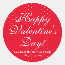 かわいい赤い水玉模様カスタムバレンタインデー ラウンドシール