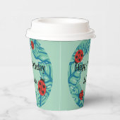 かわいい赤い水玉模様ラディバグジャングルリーフ誕生日 紙コップ (右)