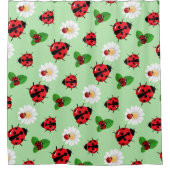 かわいい赤い水玉模様ラディバグデイジー花の夏 シャワーカーテン (正面)