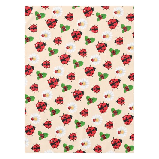 かわいい赤い水玉模様ラディバグデイジー花の夏 テーブルクロス (正面)