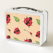 かわいい赤い水玉模様ラディバグデイジー花の夏 メタルランチボックス (裏面)