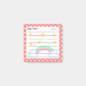 かわいい赤い水玉模様、かわいい星と虹3" x 3" ポストイット (正面)