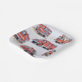 かわいい赤い水色の消防車エンジン ペーパープレート (傾斜あり)