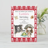 かわいい赤い海賊の子供の誕生日招待状 招待状 (スタンド正面)