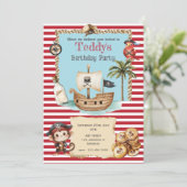 かわいい赤い海賊の子供の誕生日招待状 招待状 (スタンド正面)