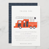 かわいい赤い消防車のエンジン 子供向け 誕生日 すべての年齢 サンキューカード (正面/裏面)