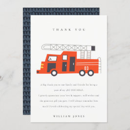 かわいい赤い消防車のエンジン 子供向け 誕生日 すべての年齢 サンキューカード