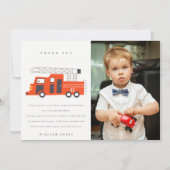 かわいい赤い消防車のエンジン 子供向け 誕生日 すべての年齢 サンキューカード (正面)