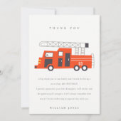 かわいい赤い消防車のエンジン 子供 誕生日 すべての年齢 サンキューカード (正面)