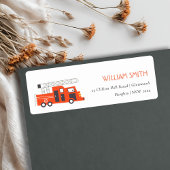 かわいい赤い消防車エンジンの子供の誕生日アドレス ラベル