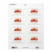 かわいい赤い消防車エンジンの子供の誕生日アドレス ラベル (フルシート)