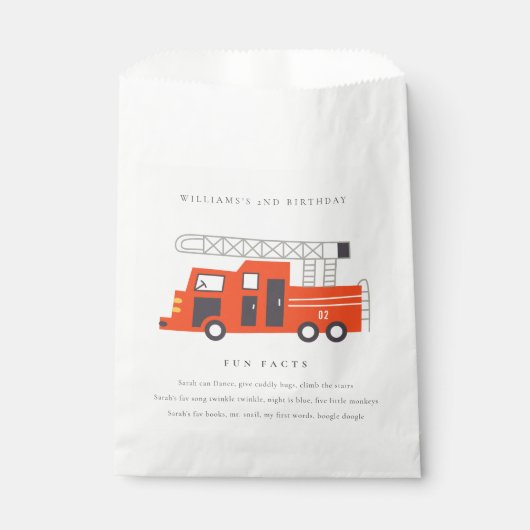 かわいい赤い消防車エンジンキッズおもしろいファクト誕生日 フェイバーバッグ (正面)