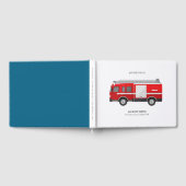 かわいい赤い消防車エンジンキッズ任意の年齢誕生日 ゲストブック (全面)