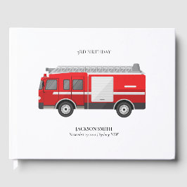 かわいい赤い消防車エンジンキッズ任意の年齢誕生日 ゲストブック