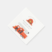 かわいい赤い消防車エンジンキッズ任意の年齢誕生日 スタンダードカクテルナプキン (角)