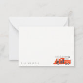 かわいい赤い消防車エンジンキッズ任意の年齢誕生日 ノートカード (正面)