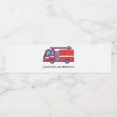 かわいい赤い消防車エンジンキッズ任意の年齢誕生日 ペットボトルラベル (シングルラベル)