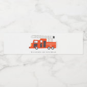 かわいい赤い消防車エンジンキッズ任意の年齢誕生日 ペットボトルラベル (シングルラベル)