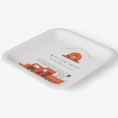 かわいい赤い消防車エンジンキッズ任意の年齢誕生日 ペーパープレート (傾斜あり)