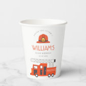 かわいい赤い消防車エンジンキッズ任意の年齢誕生日 紙コップ (裏面)