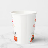 かわいい赤い消防車エンジンキッズ任意の年齢誕生日 紙コップ (左)