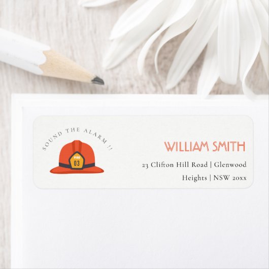 かわいい赤い消防車エンジンハットキッド誕生日アドレス ラベル (インサイチュ)