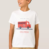かわいい赤い消防車エンジン任意の年齢誕生日 Tシャツ (正面)