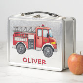 かわいい赤い消防車 メタルランチボックス (インサイチュ)