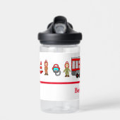 かわいい赤い消防車&消防士 ウォーターボトル (正面)