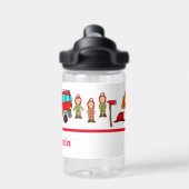 かわいい赤い消防車&消防士 ウォーターボトル (背面)