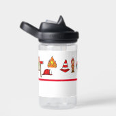 かわいい赤い消防車&消防士 ウォーターボトル (右面)