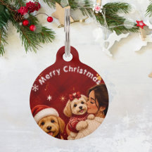 かわいい赤い深紅のメリークリスマス犬の名前の写真